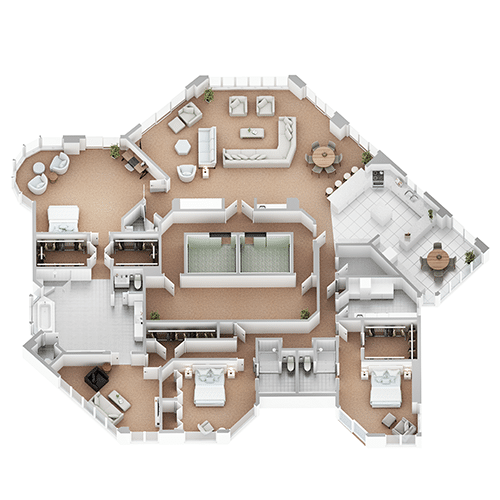 3D color floor plan example